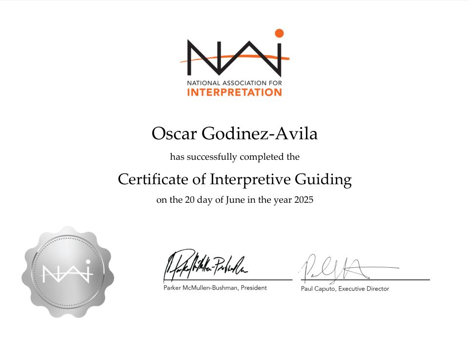 Certified Interpretive Guide certificate